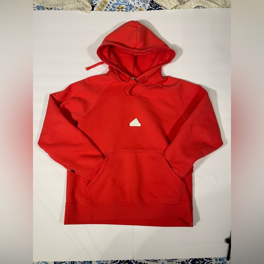 Adidas‎ Sportswear Women's OVERSIZED HOODED SWEATSHIRT Orange M HN6826